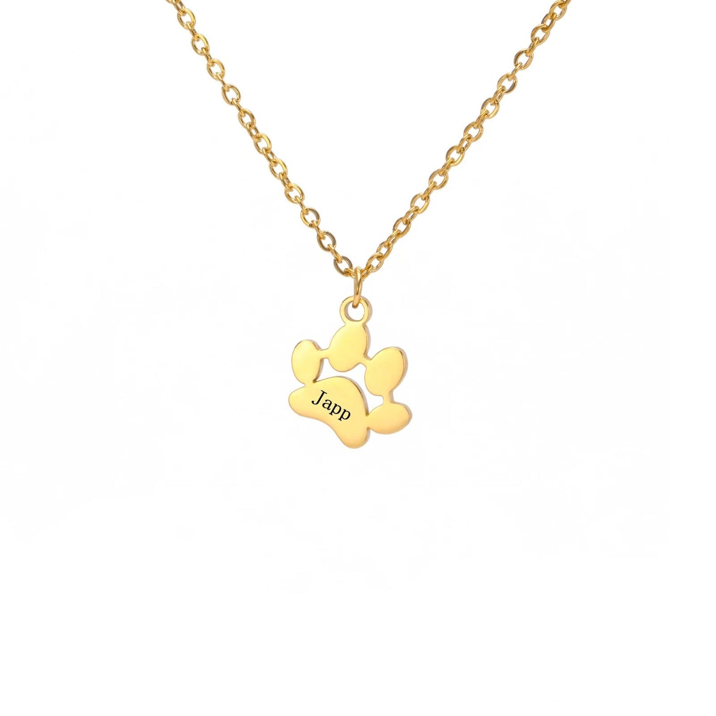 Custom Pet Name Paw Pendant Necklace