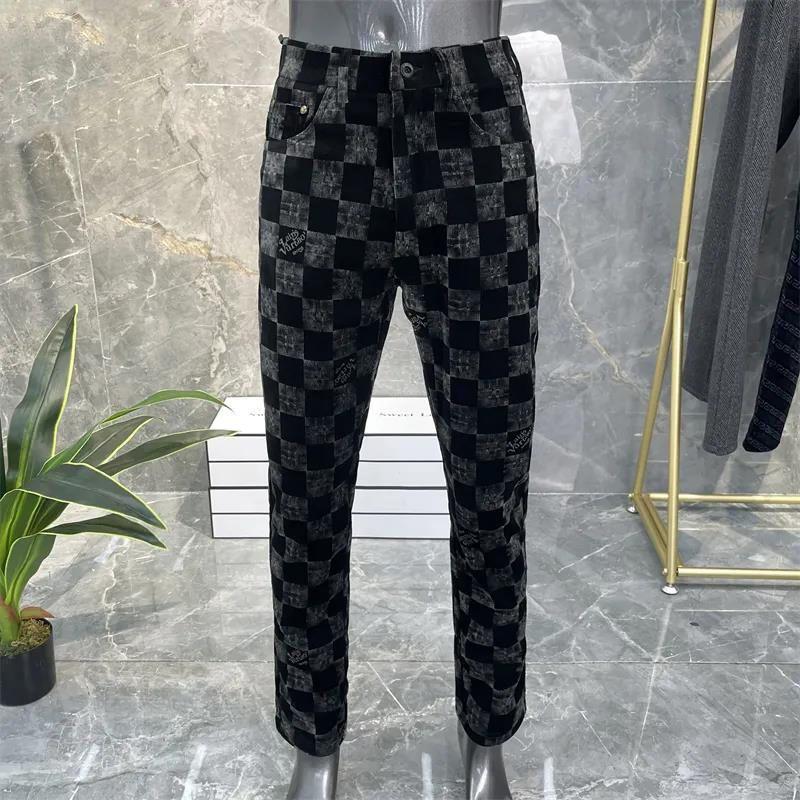 Plaid Business Straight Leg Slim Corduroy Trousers 0123121204