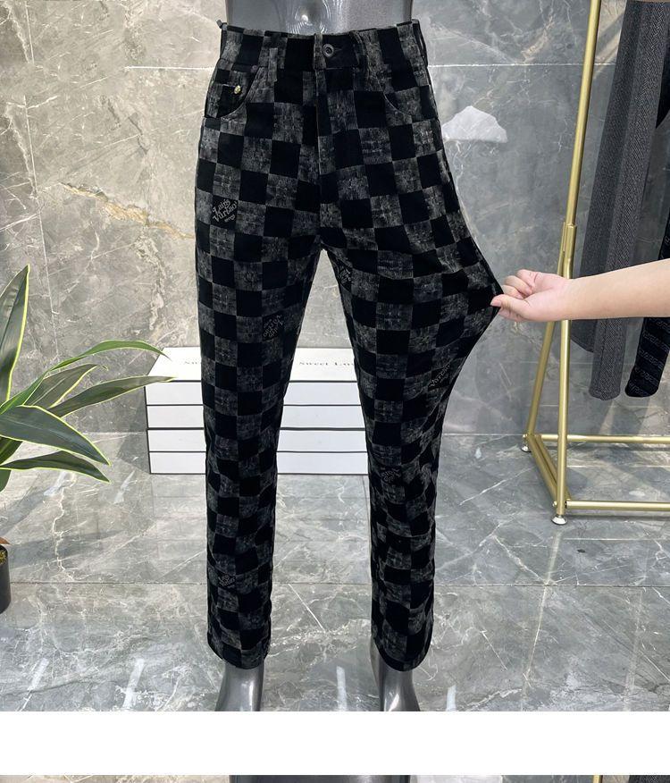 Plaid Business Straight Leg Slim Corduroy Trousers 0123121204
