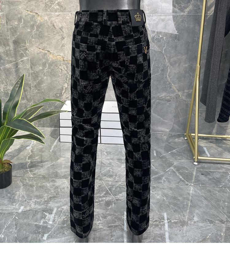 Plaid Business Straight Leg Slim Corduroy Trousers 0123121204