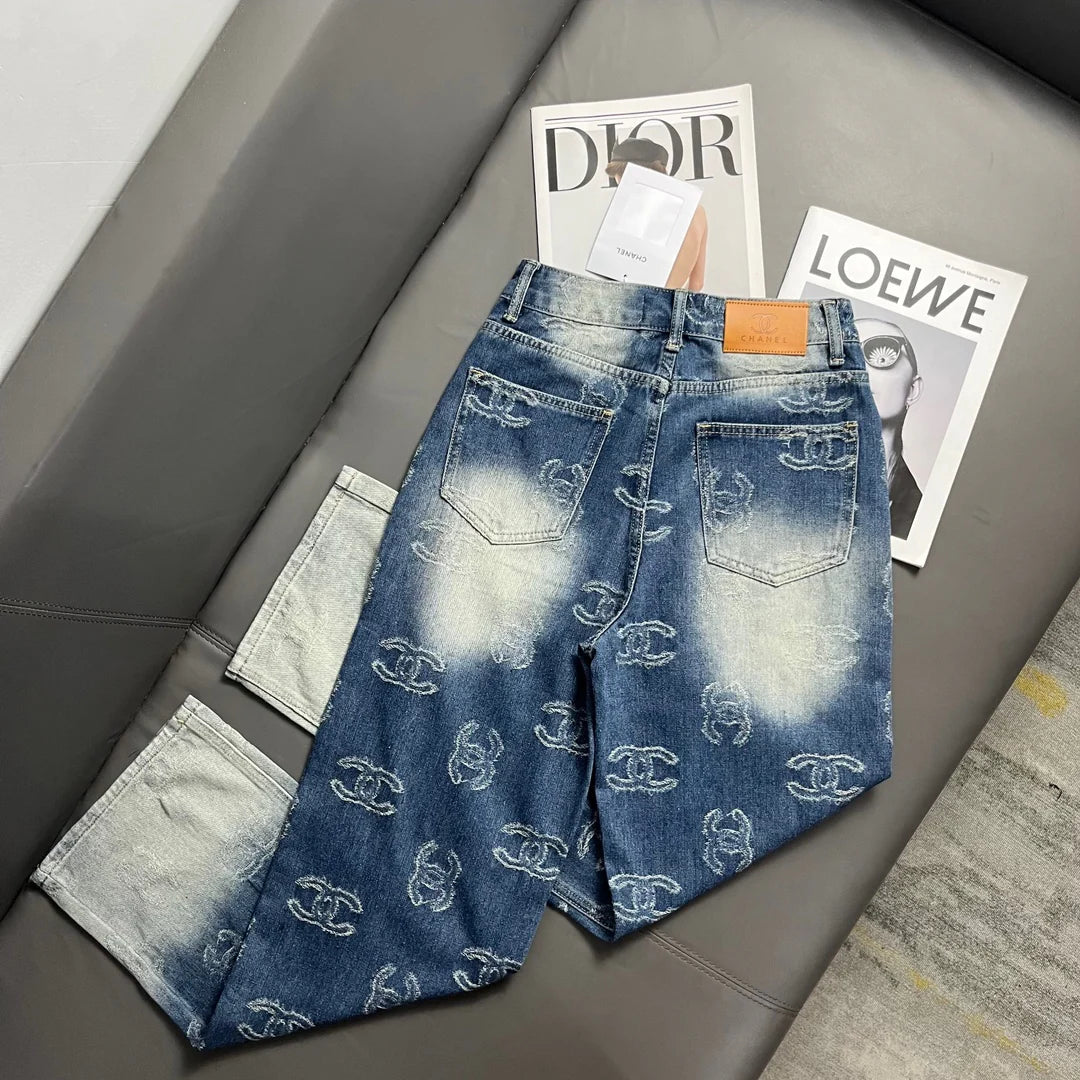 Gradient jacquard logo denim pants 1024092921