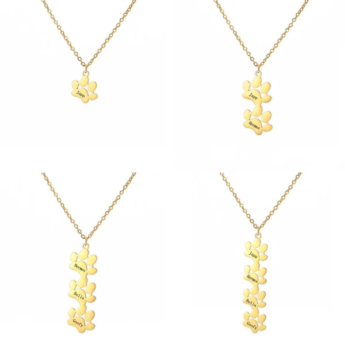 Custom Pet Name Paw Pendant Necklace