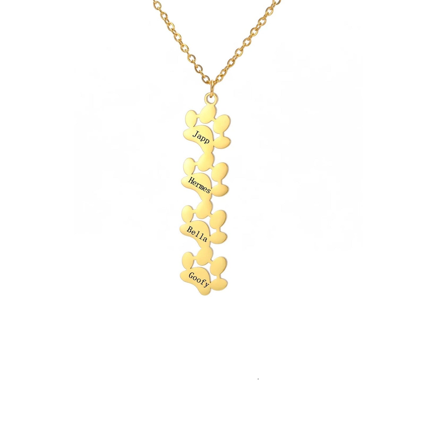 Custom Pet Name Paw Pendant Necklace