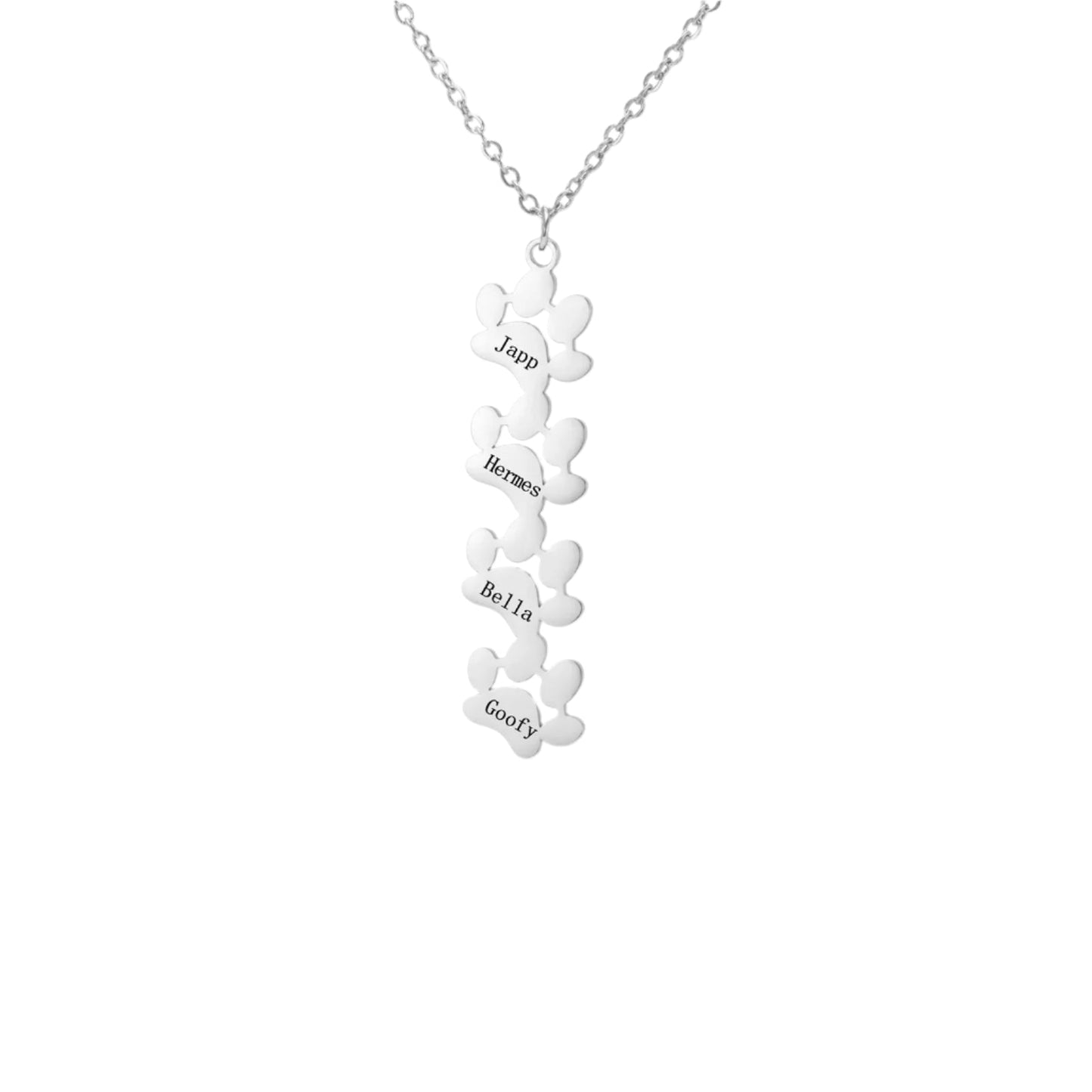 Custom Pet Name Paw Pendant Necklace