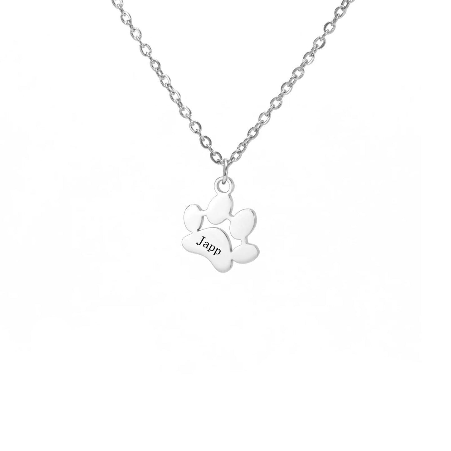 Custom Pet Name Paw Pendant Necklace