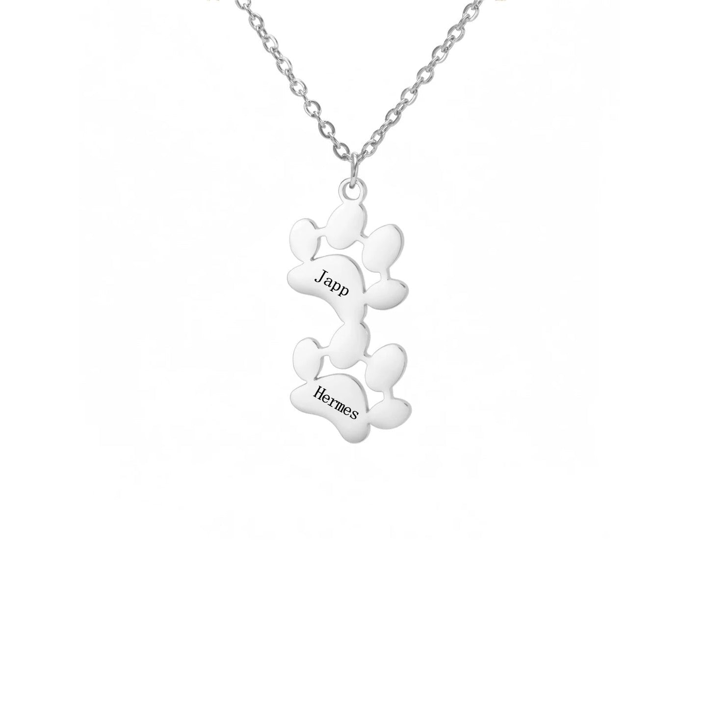 Custom Pet Name Paw Pendant Necklace