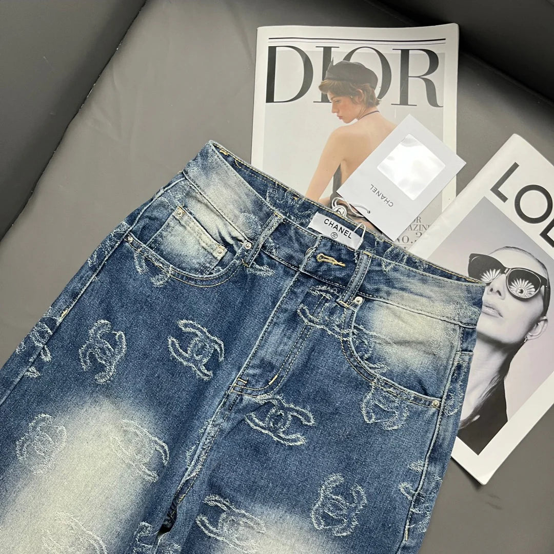 Gradient jacquard logo denim pants 1024092921