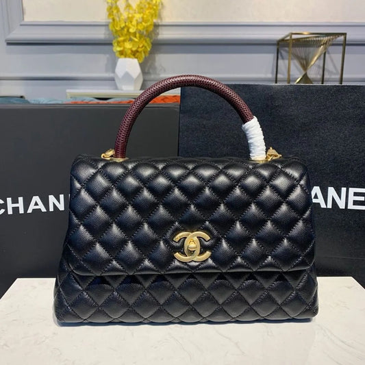 CHA Large Flap Bag With Top Handle Black For Women 04250032602