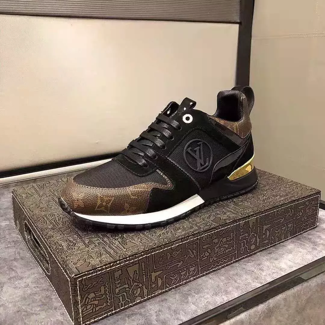 Men's luxury brown and black double color matching rubber sole casual shoes
