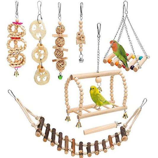 8 Pieces Set Of Parrot Chewing Toys