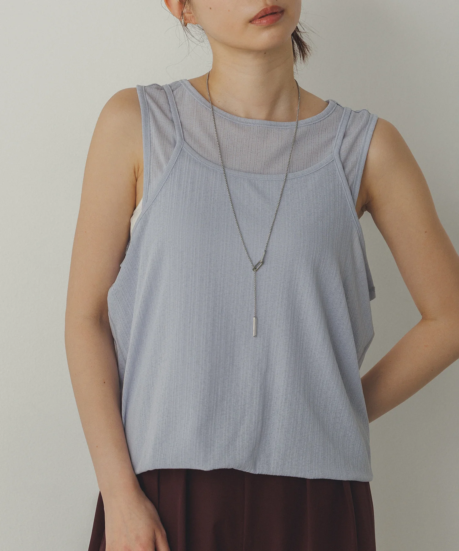 ランダムリブ シアータンクトップ