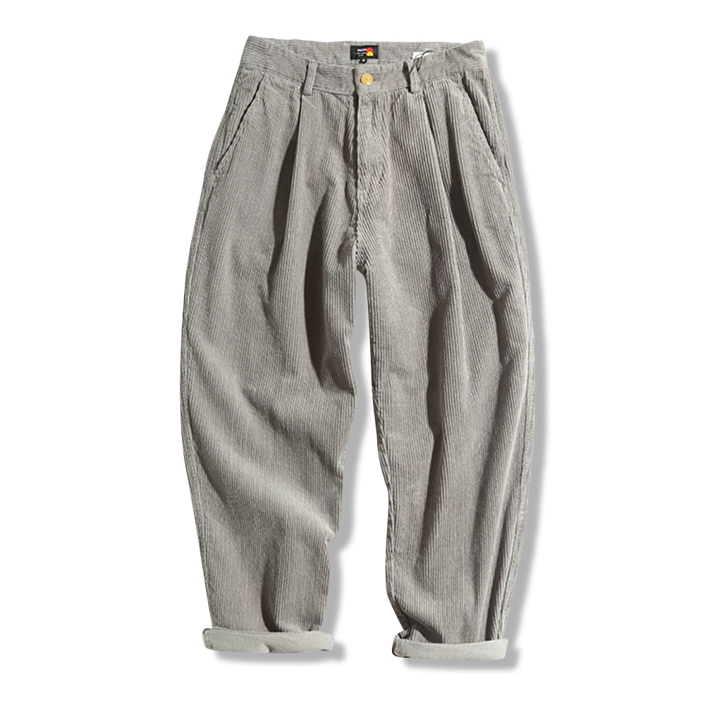 アメカジ　2本タック入りコーデュロイワイドパンツ