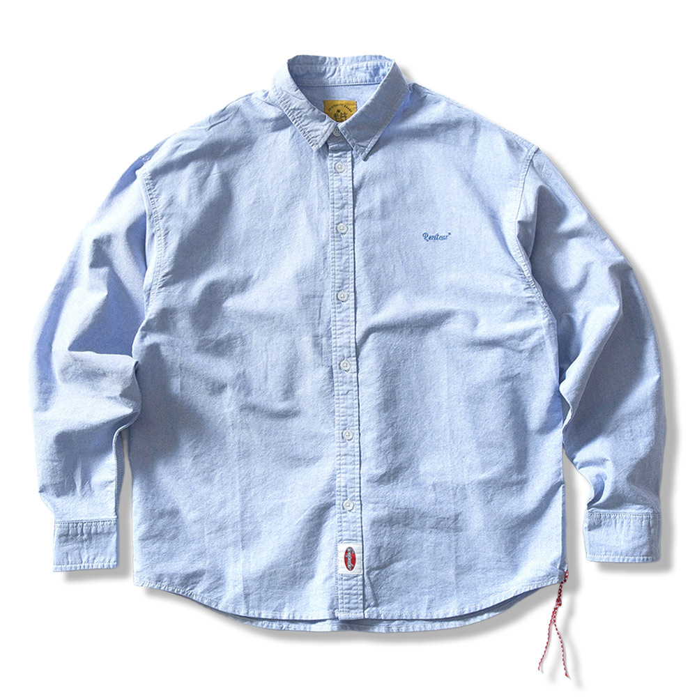 クリーンフィット刺繍　オックスフォードレッドテープ付き長袖シャツ