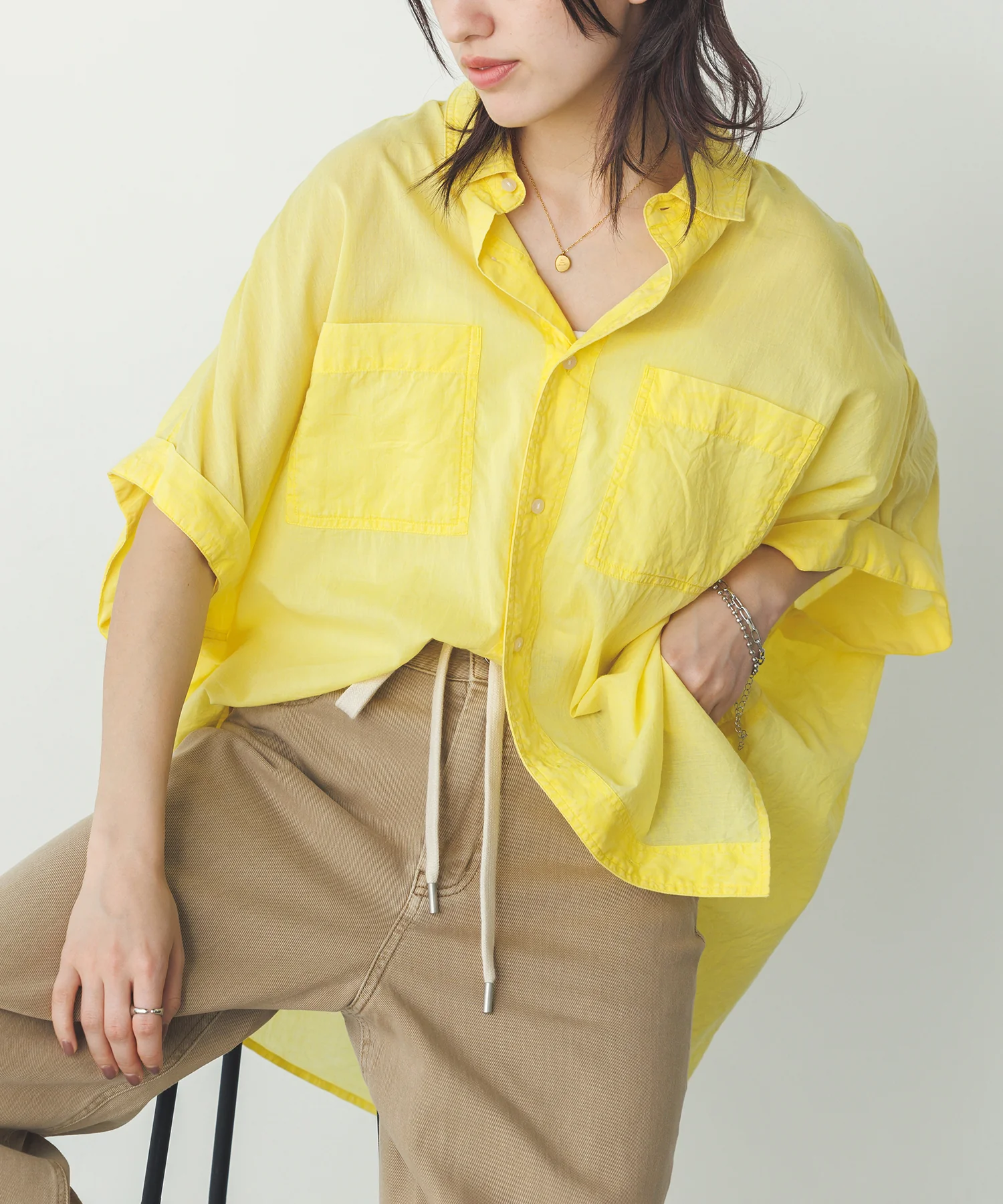 コットンボイル 半袖シャツ