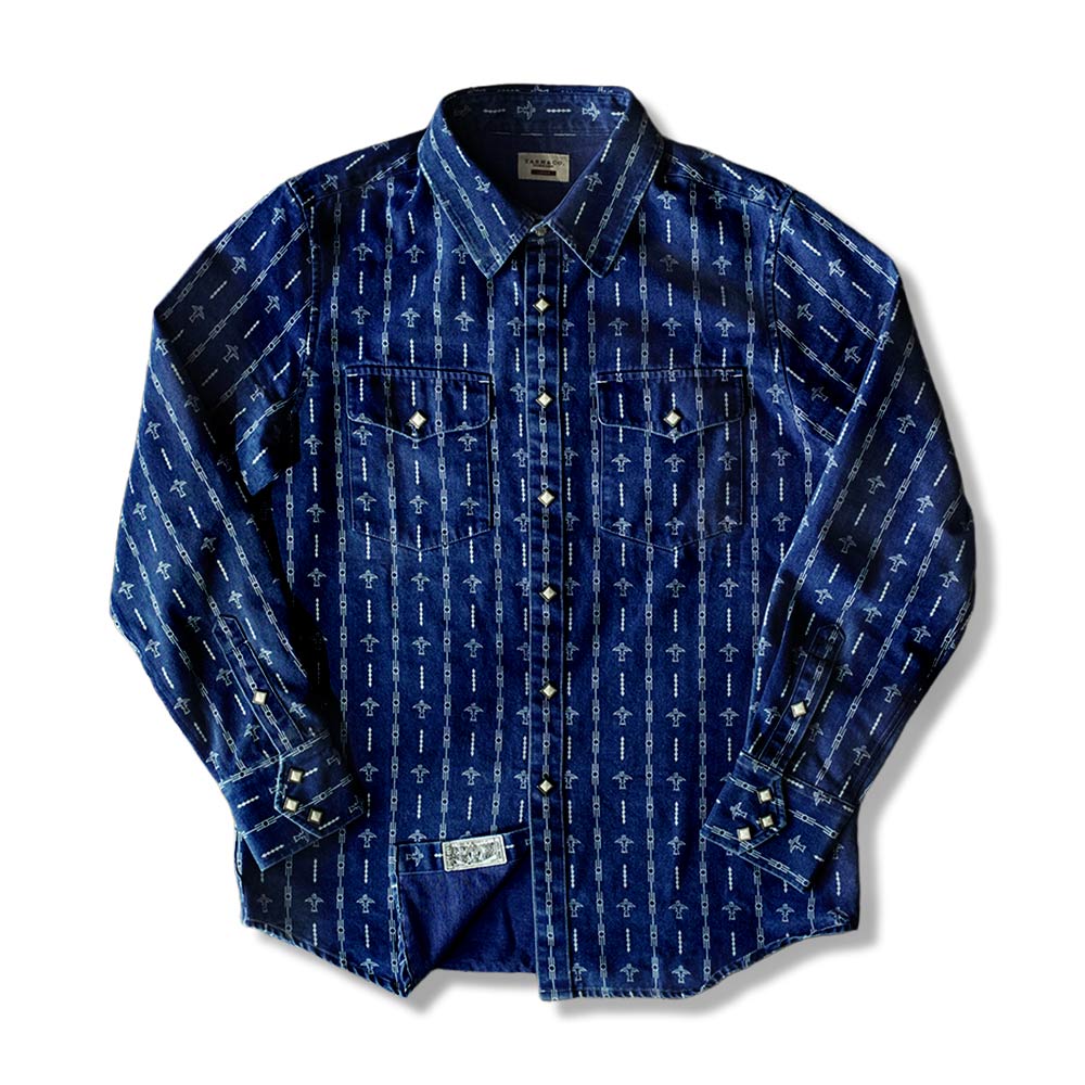 ワバッシュ　インディアンサンダーバードトーテムデニムシャツ