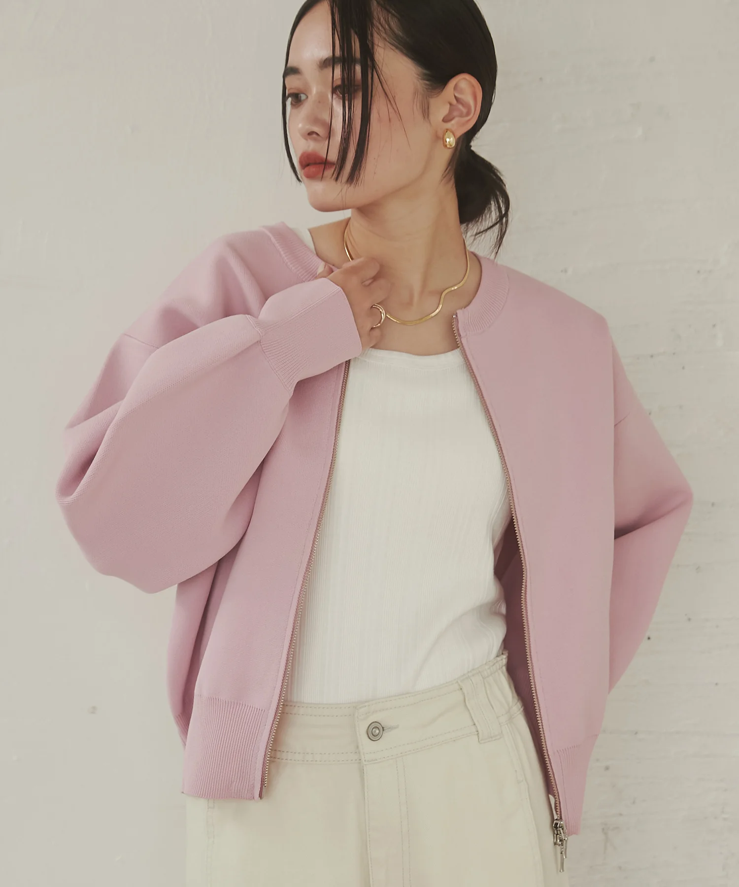 【WEB限定/別注】ジップショートカーディガン