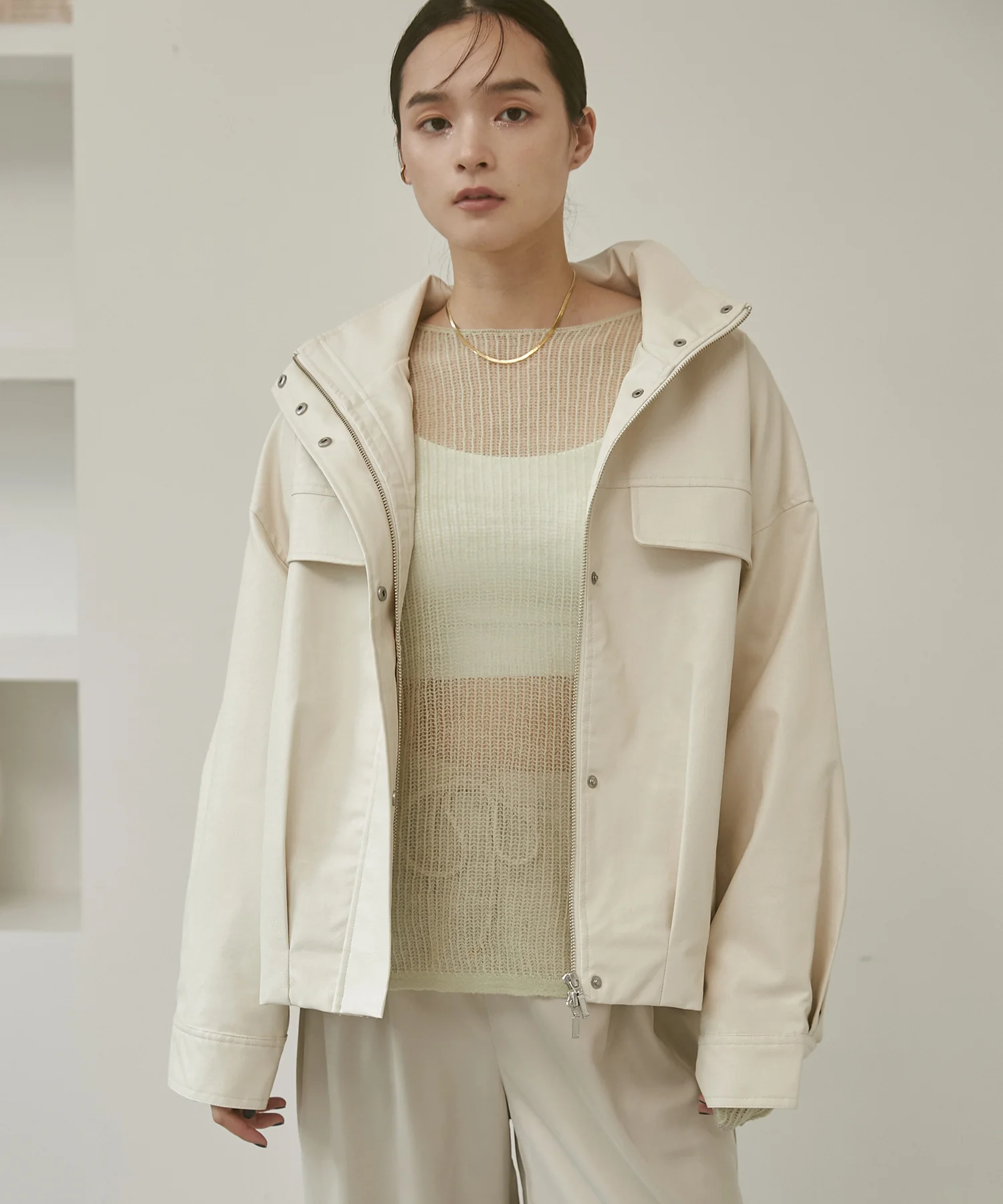 フェイクレザー オーバーブルゾン