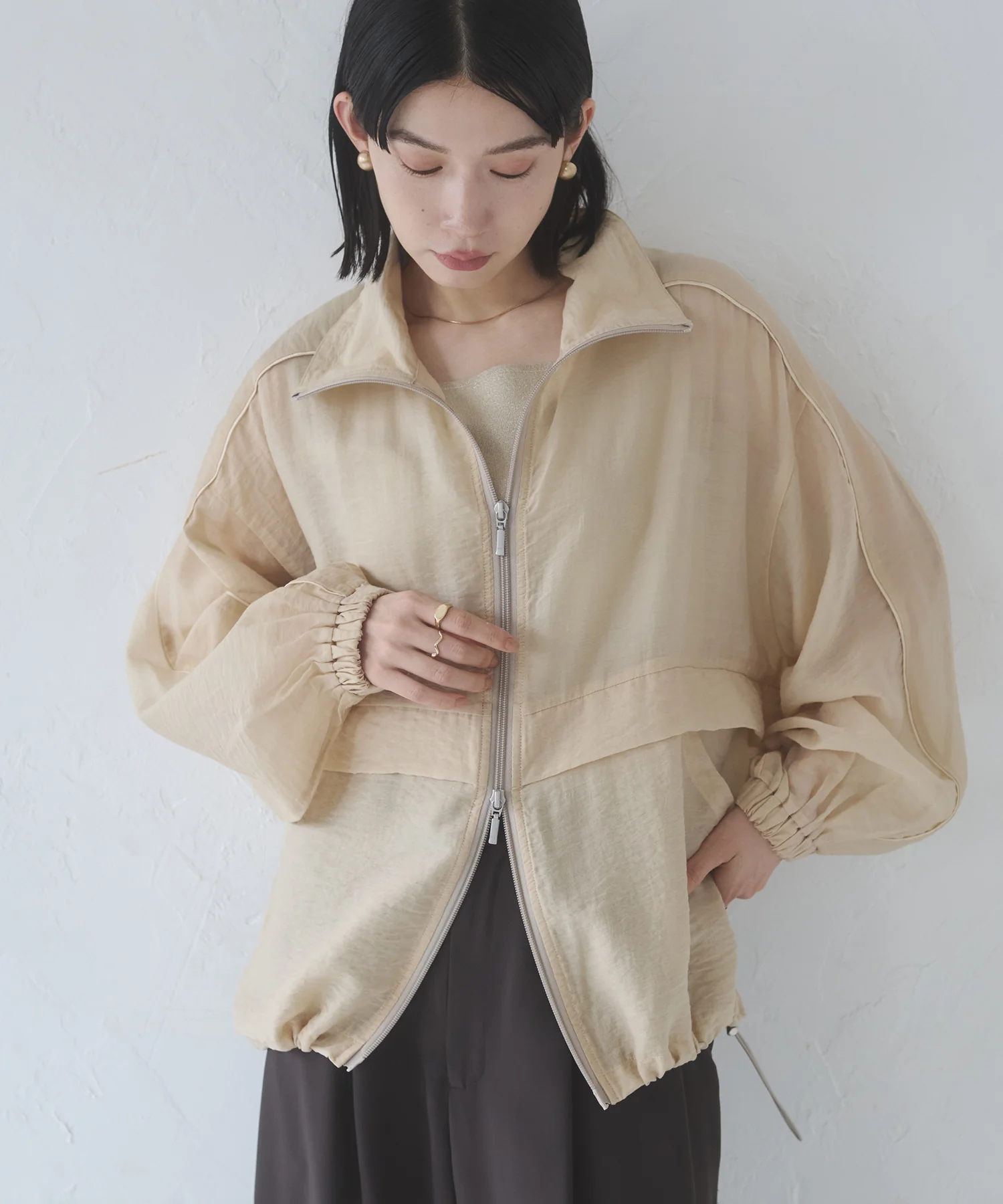 セルロース ナイロンシアー Wジップブルゾン