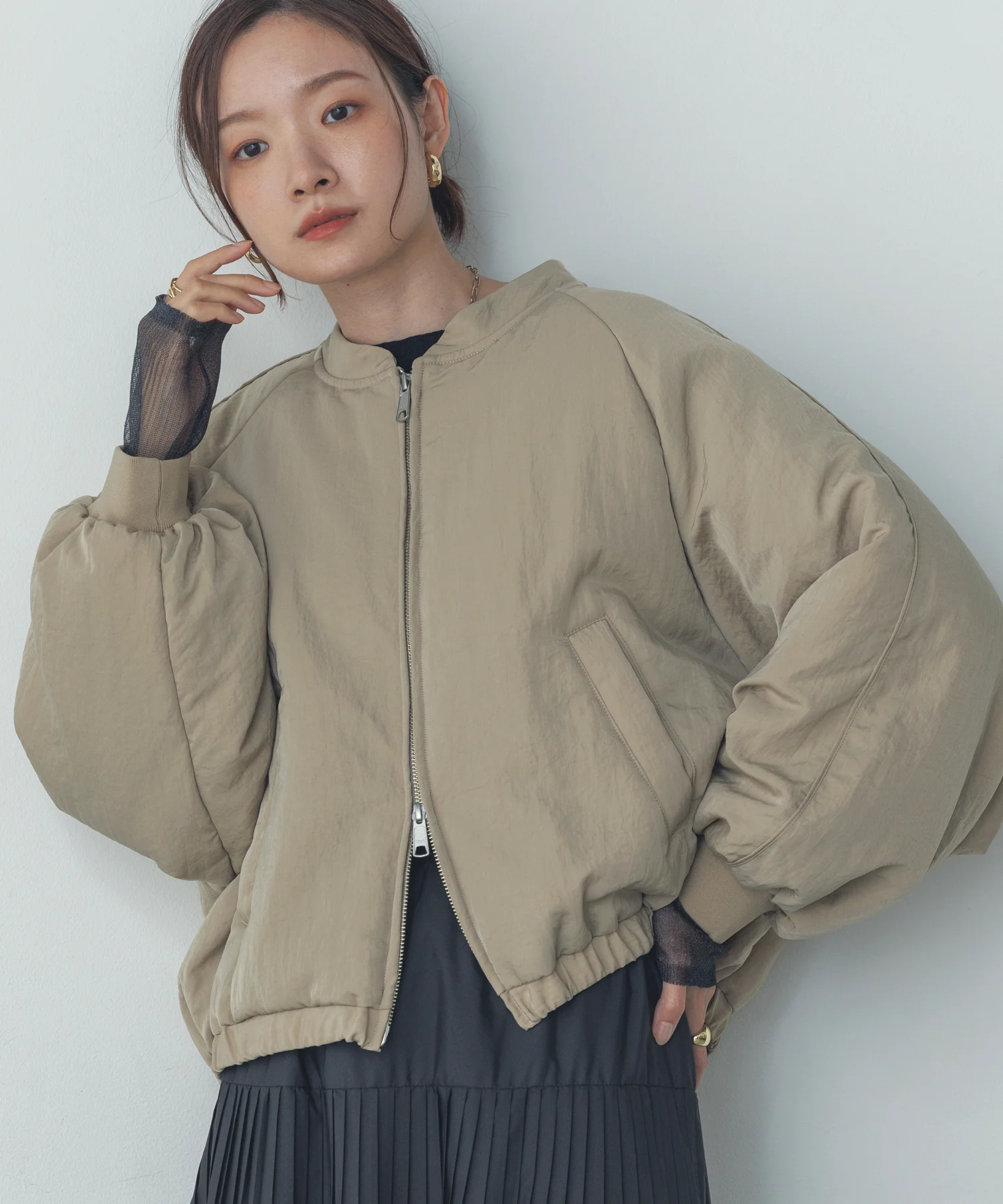 ナイロンツイル バルーンブルゾン