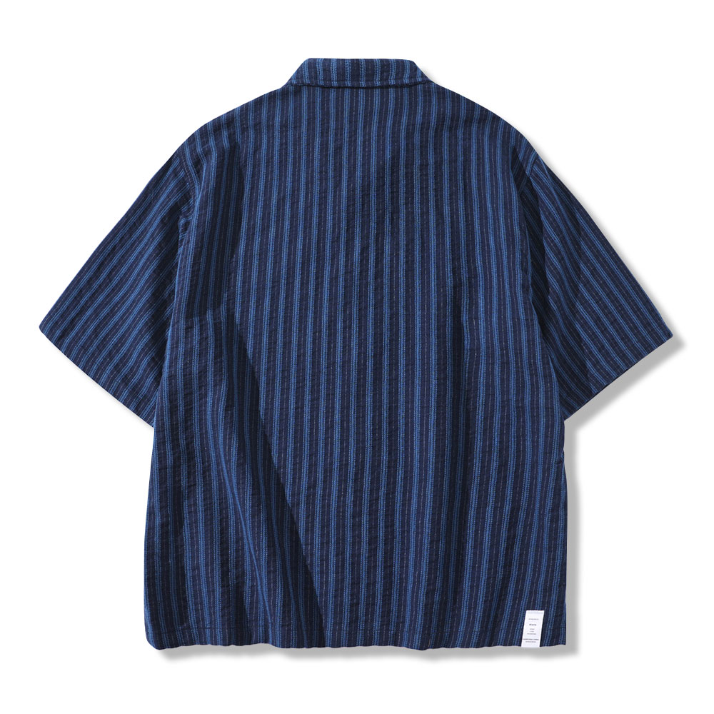 和風ストライプキューバ シャツ 半袖 