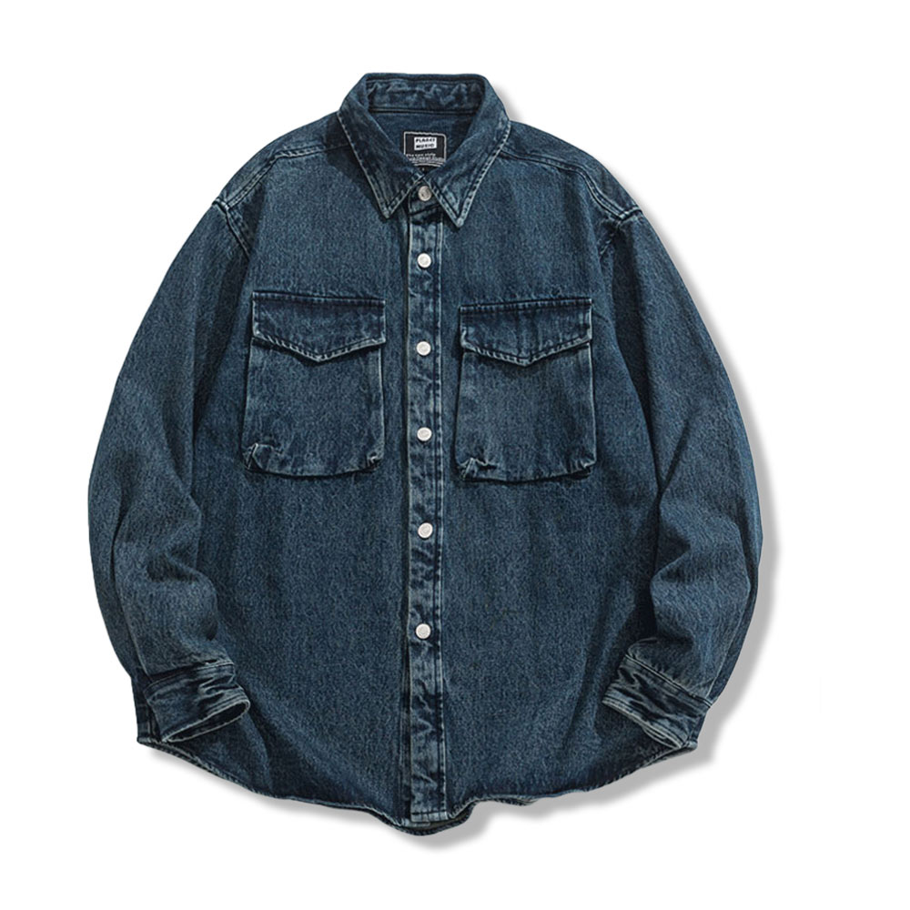 アメカジ メンズヴィンテージ加工デニムシャツ