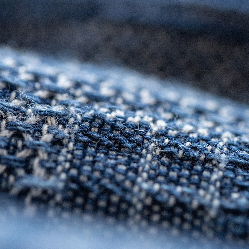 襤褸風刺し子先染めデニムシャツ