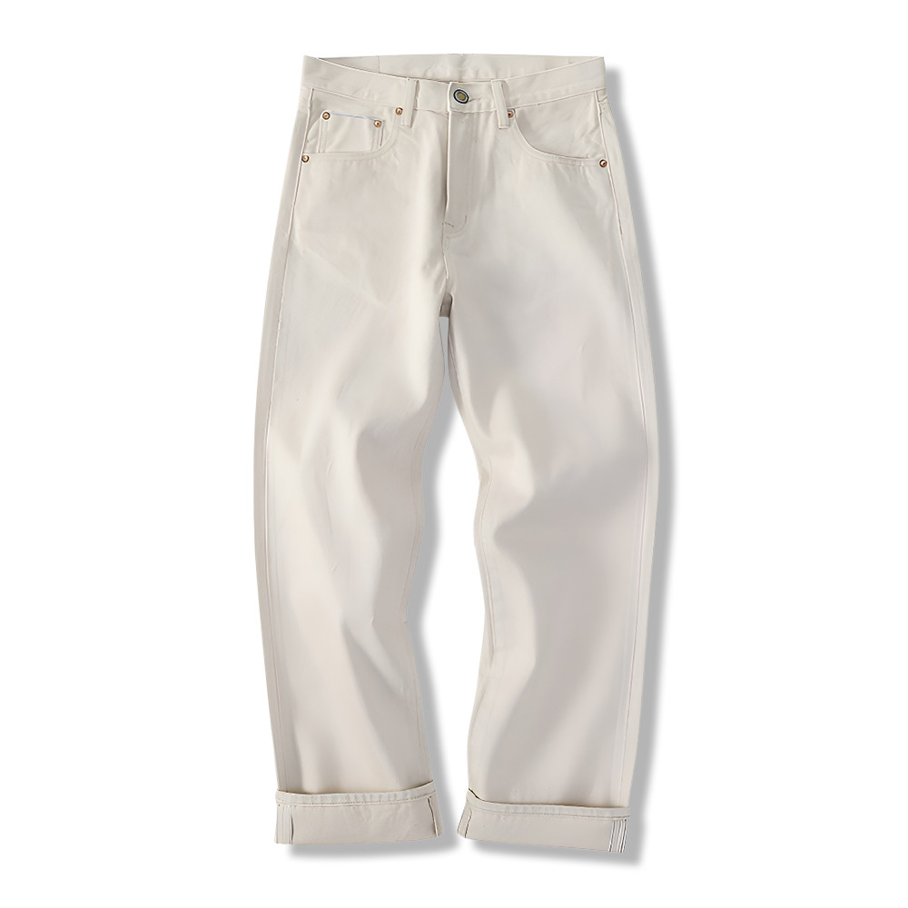 コットンシェル生成り│赤耳ホワイトデニムパンツ