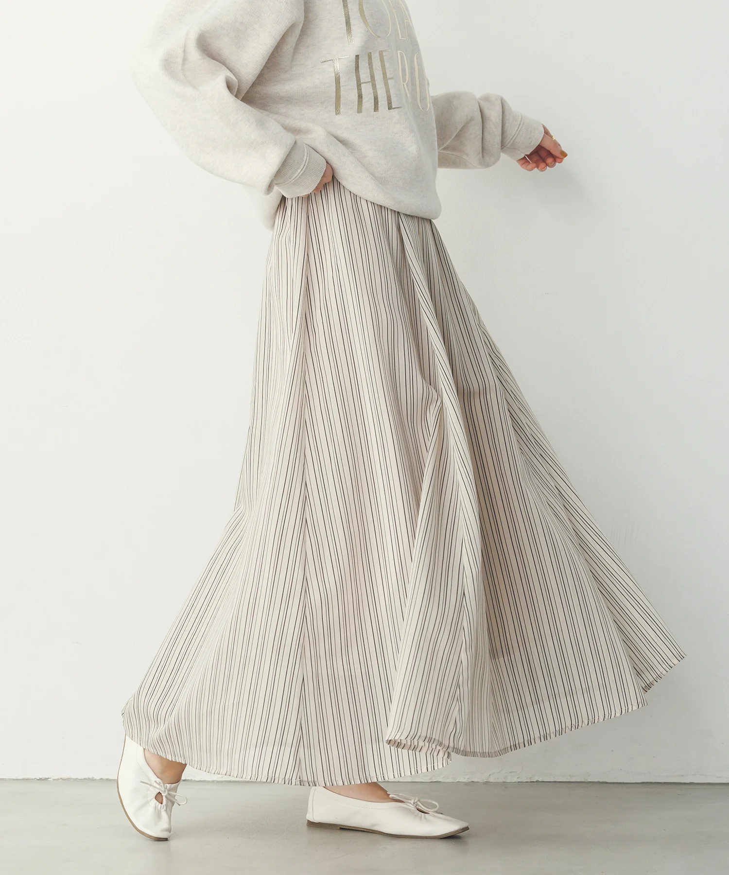 ドビーストライプ シアーフレアスカート