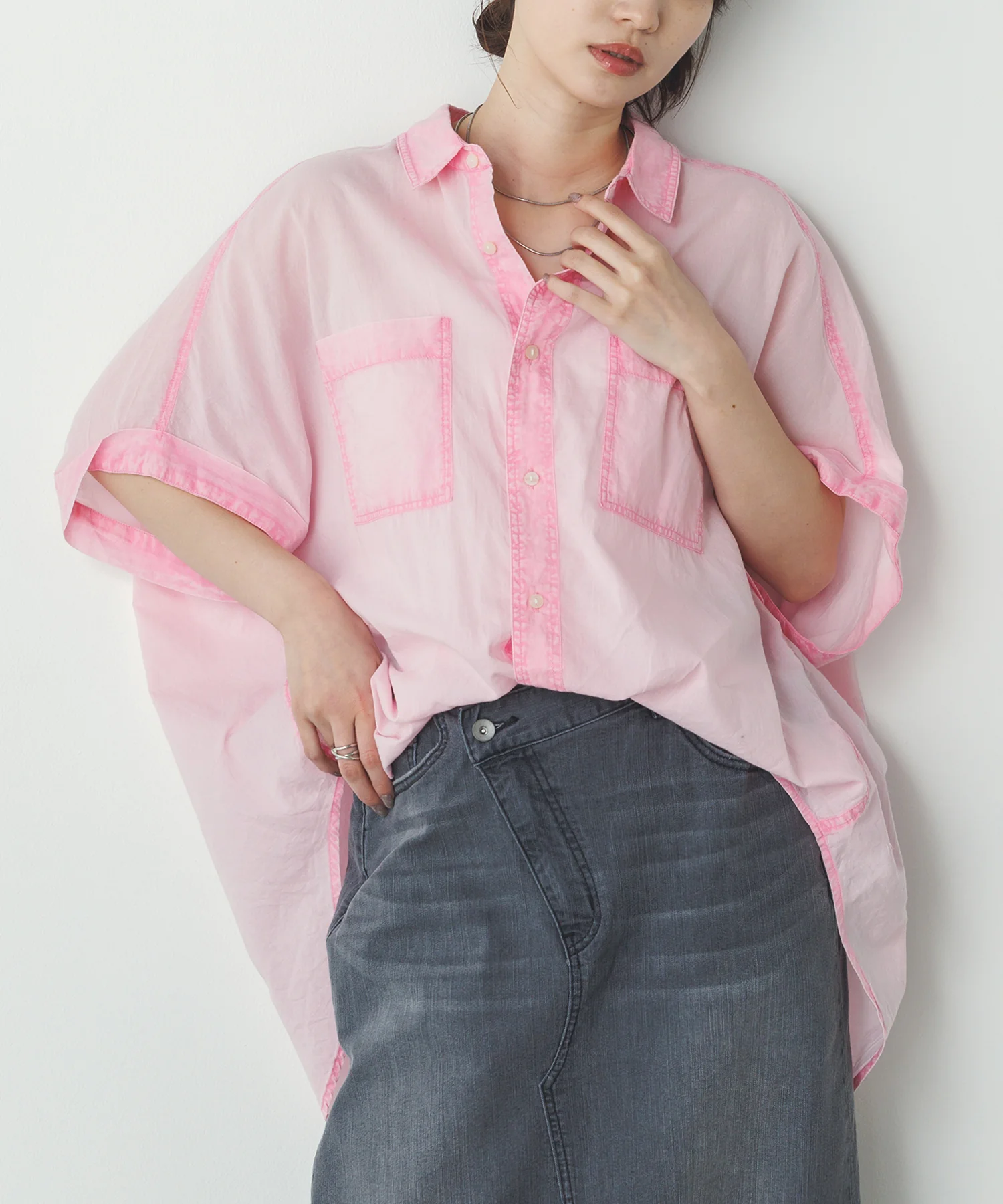 コットンボイル 半袖シャツ