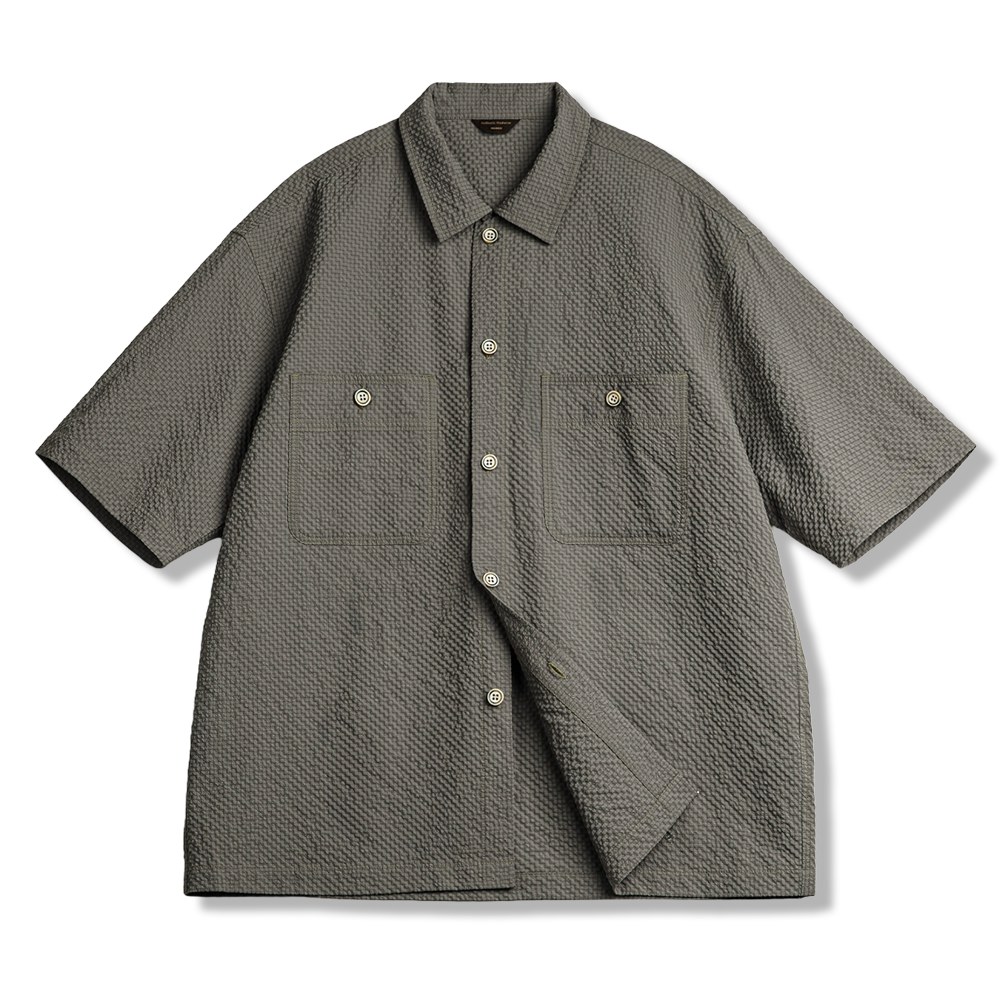 通気＆軽量シアサッカーミリタリー半袖シャツ