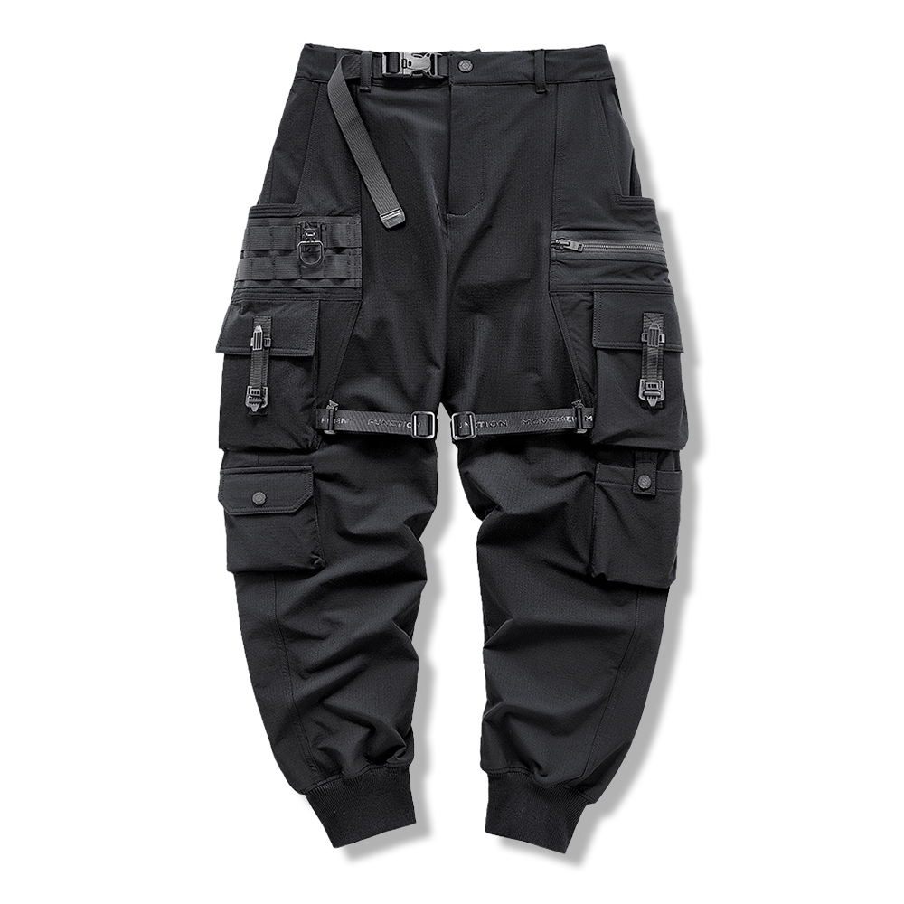 防水・耐引裂　取り外し可能なグログランテープ付き パラシュートパンツ