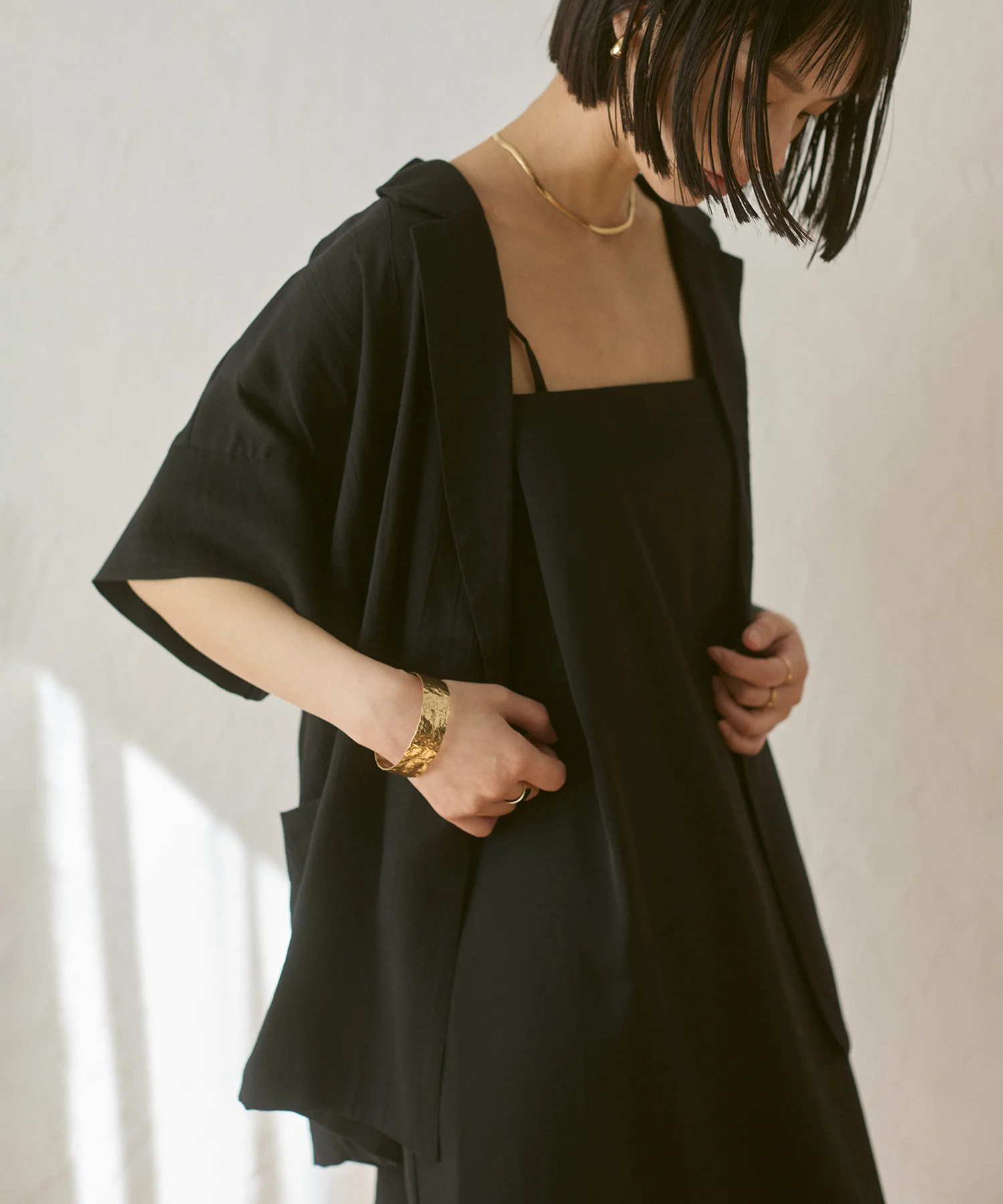 ワッシャーサテン シャツジャケット