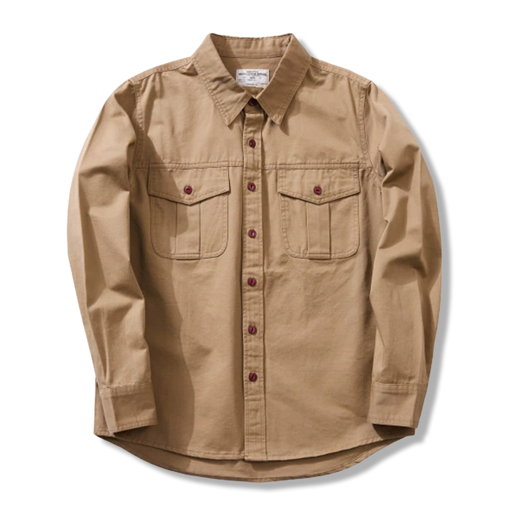 アメリカンレトロ風　無地ツイルワークシャツ