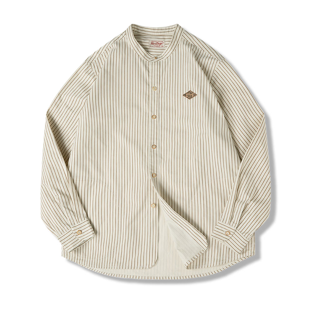 アメカジ　カジュアルベースボールストライプ柄シャツ