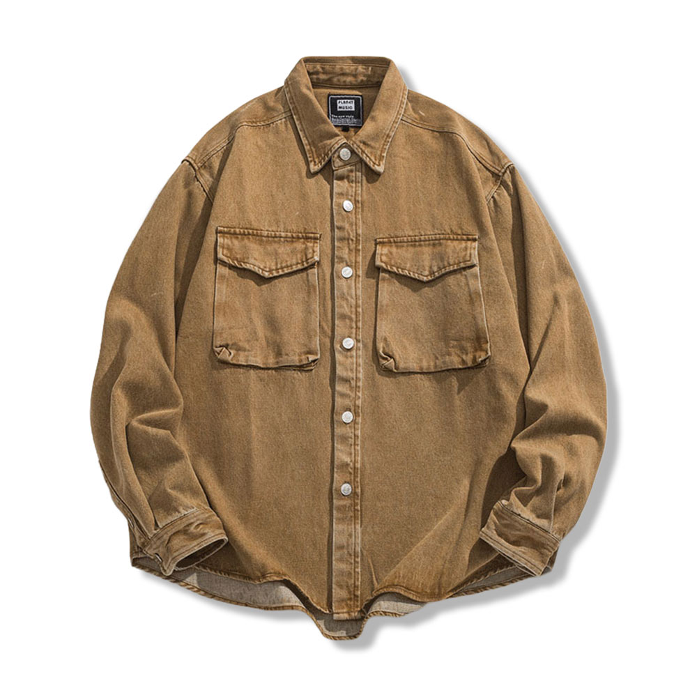 アメカジ メンズヴィンテージ加工デニムシャツ