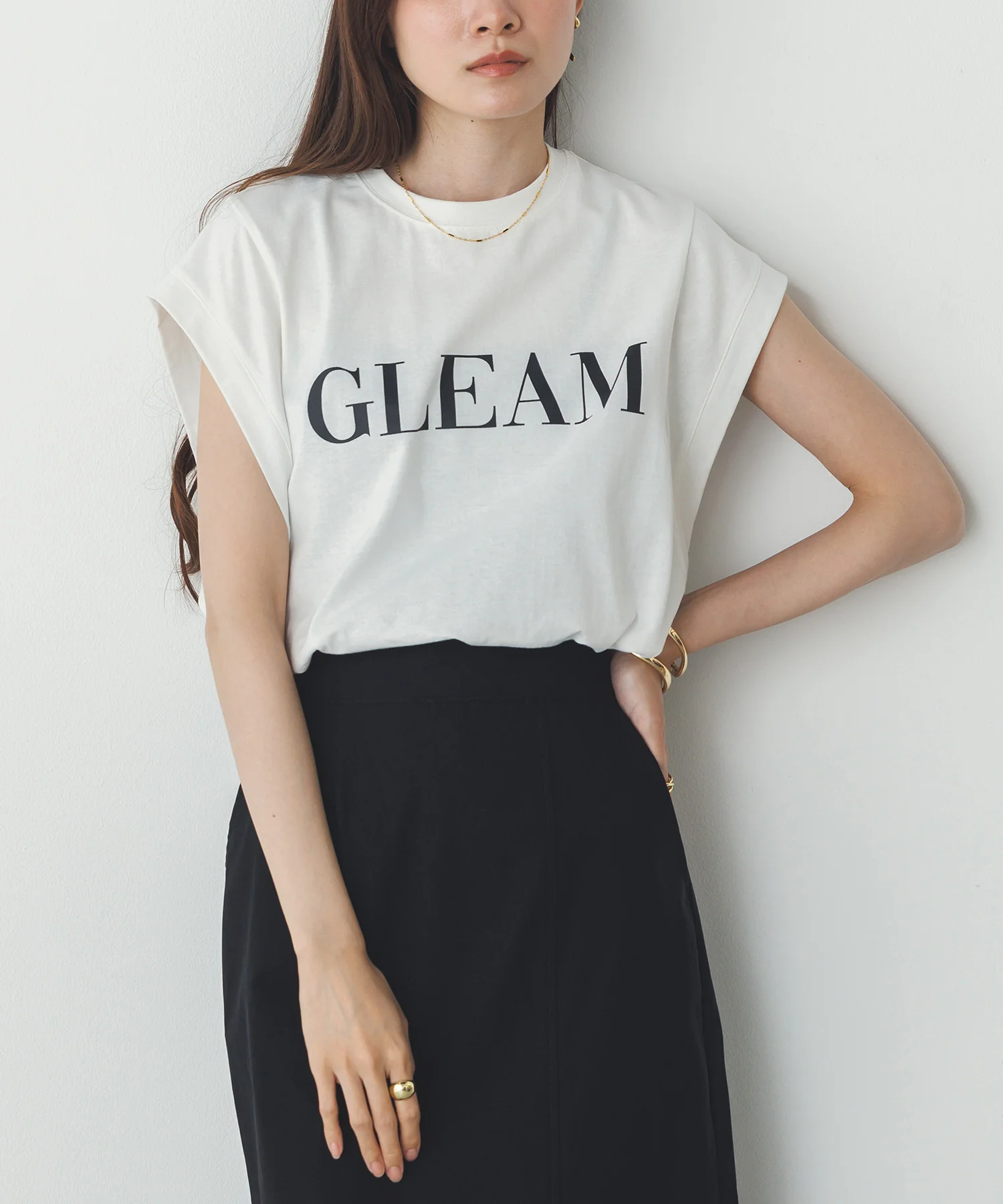 ノースリーブ プリントTシャツ