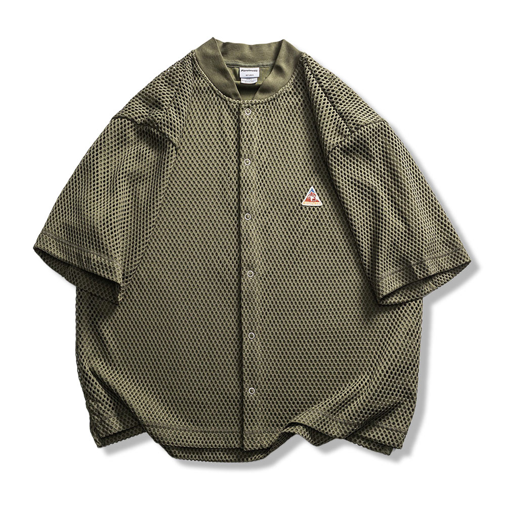 アメリカンヴィンテージ風　メッシュベースボールシャツ半袖