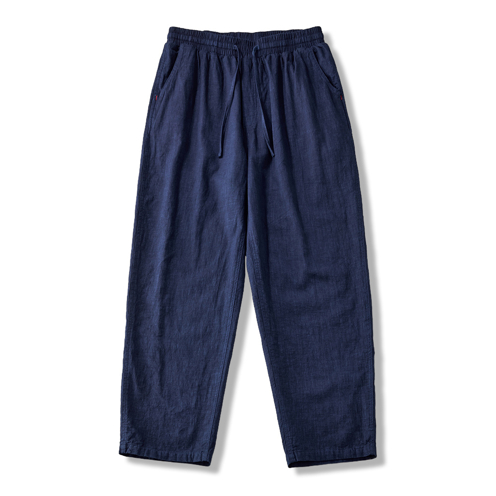 手染め藍染めコットンリネンワイドパンツ