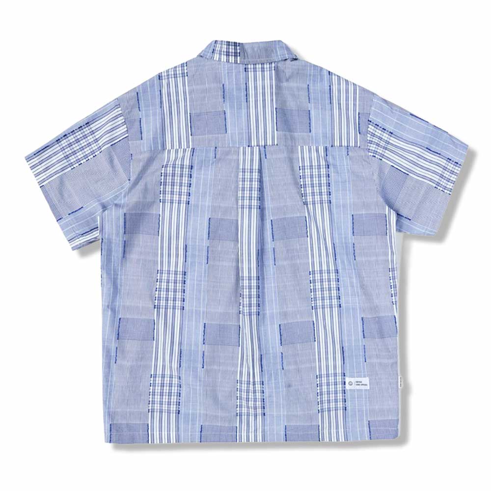 アメカジ　チェック柄パッチワークキューバシャツ 半袖 